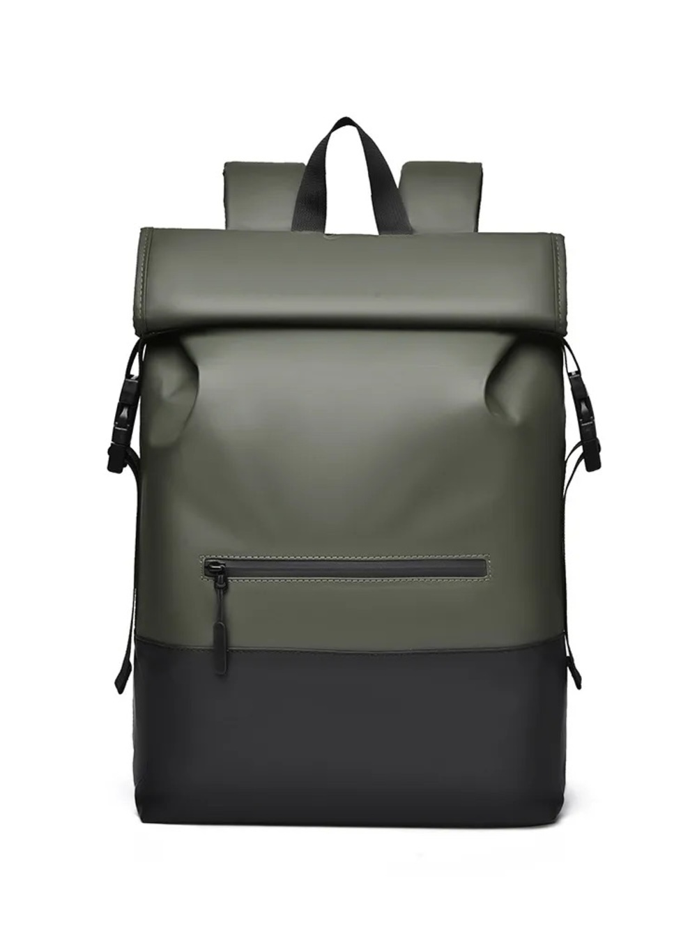 Men's Waterproof Roll-Top Backpack - Olive Green and Black